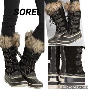 SOREL JOAN OF ARCTIC BLACK WINTER BOOTS SIZE 9
